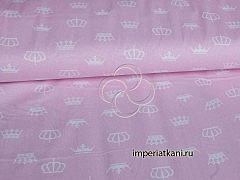 Наволочка 50*50 бязь набивная Корона розовая 1694/2 Прогресс 125 гр/кв.м. Чёскыд ун