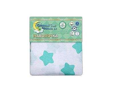 Наволочка 50*50 бязь набивная Прянички на белом мята 1737А/16 Прогресс 125 гр/кв.м. Чёскыд ун