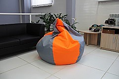 Кресло бескаркасное Груша взрослая 130*54 см чехол верх оксфорд серо+оранжевый