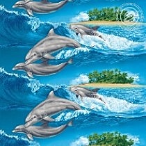 Полотенце вафельное пляжное 100*150 Игривые дельфины