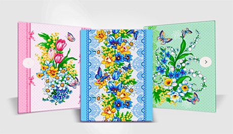 Набор для кухни (3 вафельных полотенца 40*60) Весенний букет 10508/1