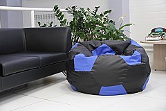 Кресло бескаркасное Мяч окружность 290*290 см чехол верх оксфорд черный+синий, чехол низ неткан